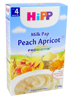 HIPP Terci organic cu lapte - Orez, porumb, piersica si caisa (4 luni) 250 g /2983/