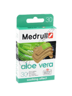 Пластырь MEDRULL Aloe Vera (1.9x7.2 см-12 шт, 2.5x7.2 см-10 шт,диам. 2.2 см-4 шт.,0,5 х6 см-2 ) № 30