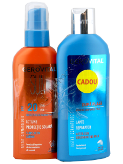 Gerovital Sun Pachet promo Lotiune prot solara SPF20, 150ml+Lapte reparator dupa plaja 200 ml