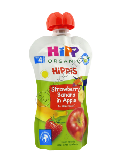 HIPPiS Mere-Banane cu Capsuni (4 luni) 100 g /8521/